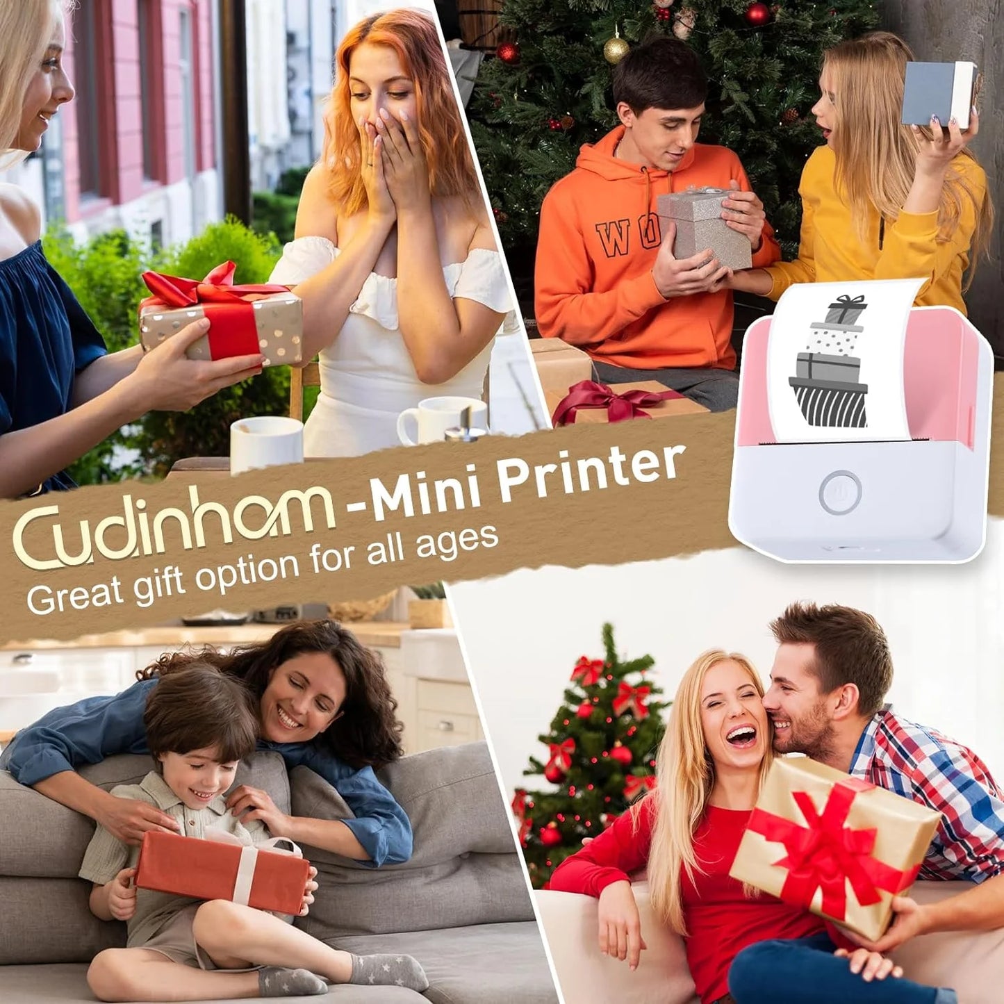 SLOK Print Pods Mini Printer with 10 Rolls Printing Paper, Thermal Inkless Sticker Maker for Notes and DIY, Compatible with Ios & Android, Purple