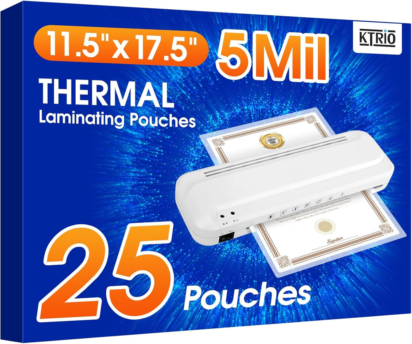 25 Pack Laminating Sheets, Hold 11 X 17 Inches Sheet, 5 Mil Thermal Laminating Pouches, 11.5 X 17.5” Laminate Sheets for Laminator, Clear Lamination Sheet Paper, Office School Home Supplies